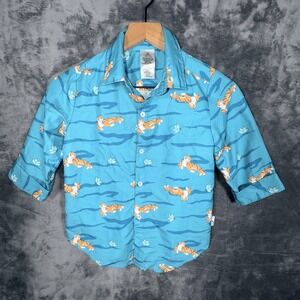 Disney ily Youth Rajah Aladdin Button Up Shirt Size 7-8 Blue Long Sleeve